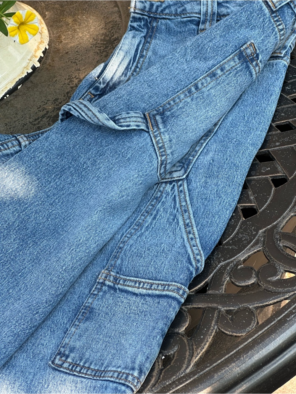 Scoop Carpenter Jeans Women’s Size 8 Wide Leg Utility Denim Light Wash Blue - Picture 7 of 13